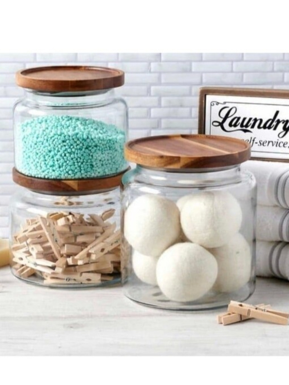 Anchor Hocking Glass Jars with Acacia Lids, Set of 3